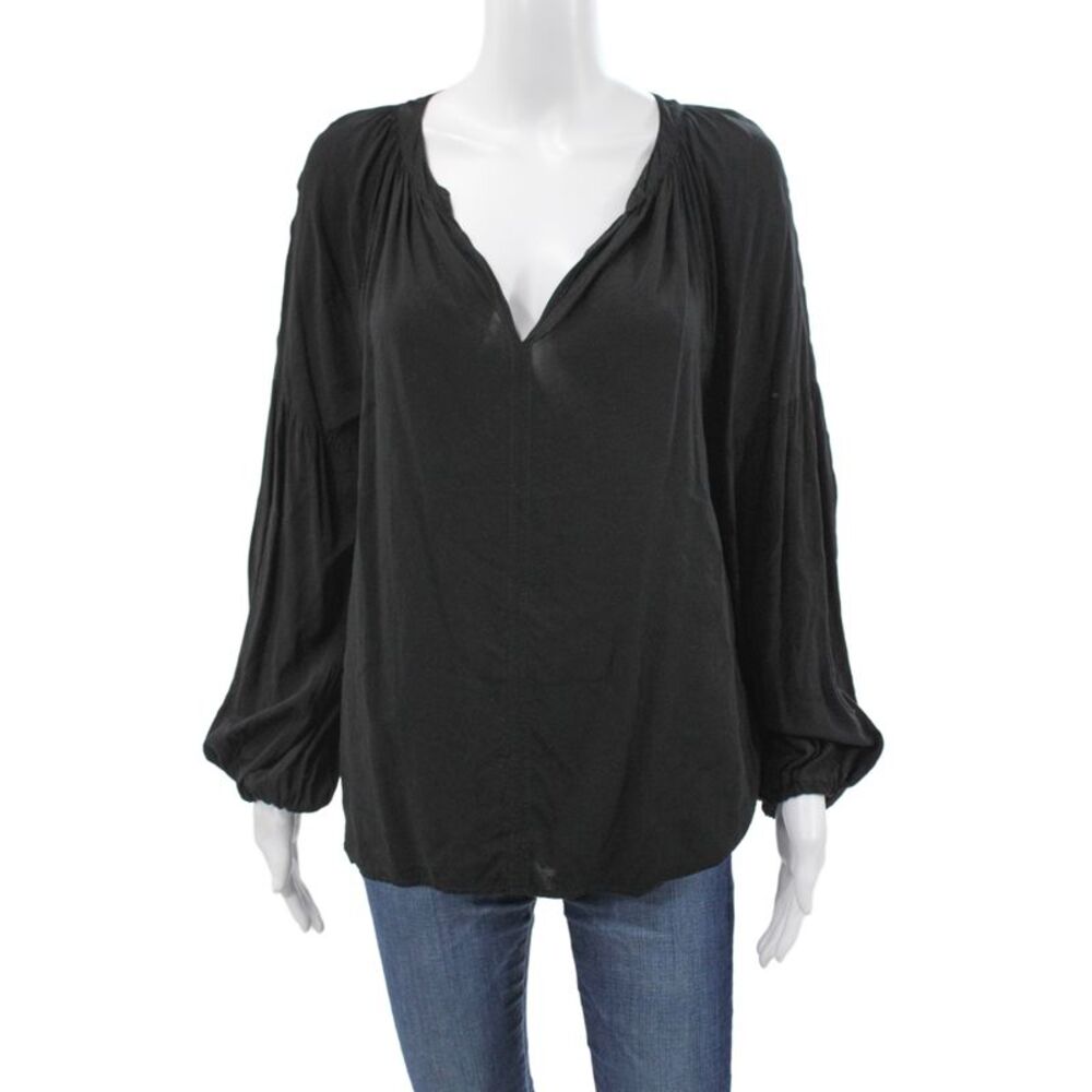 Velvet by Graham & Spencer Womens Black V-Neck Tunic Blouse Size L